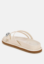 Carine Flipper Faux Leather Strappy Slip Ons