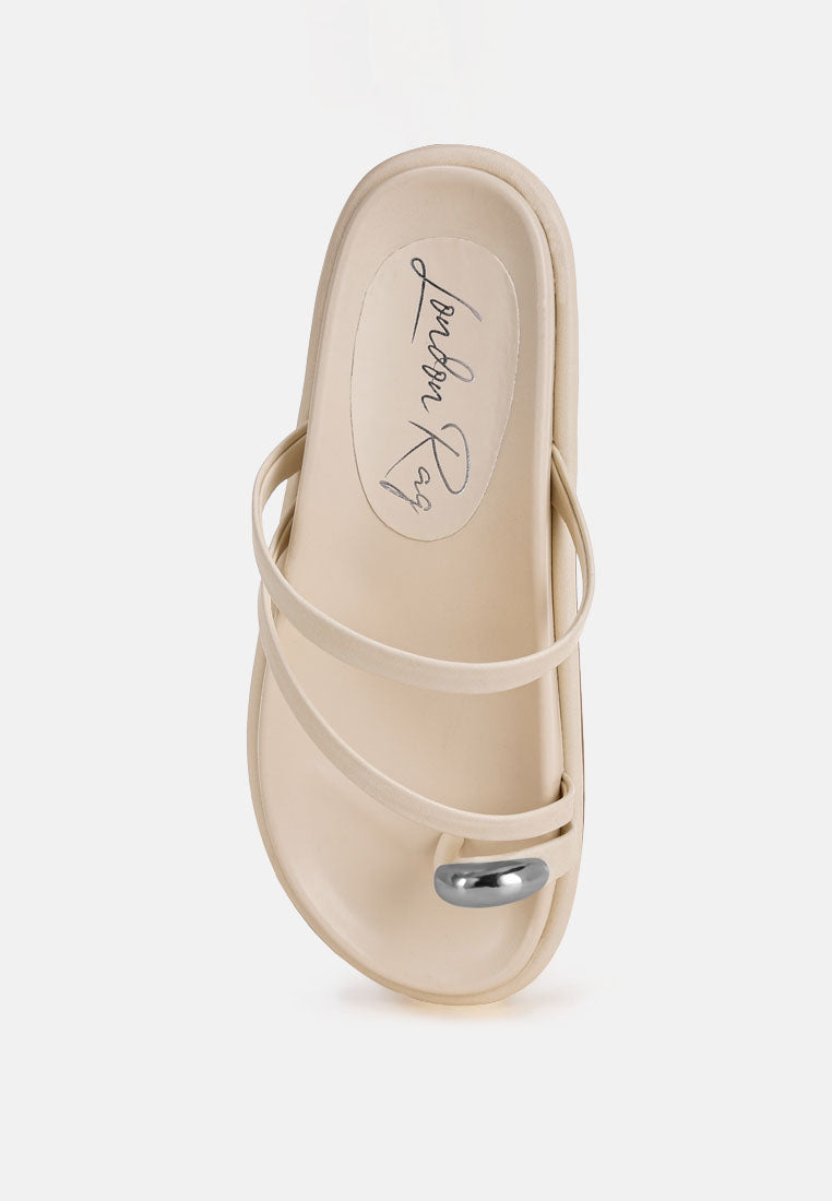 Carine Flipper Faux Leather Strappy Slip Ons