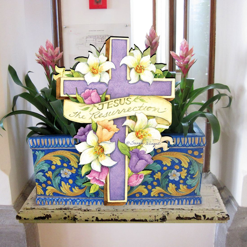 Easter Cross He is Risen Door Decor by Susan Winget - EasterSpring Decor - 8471303H-SW