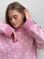 Contrast Round Neck Long Sleeve Sweater for Women Fashion