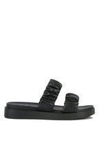 Maiden Platform Faux Leather Ruched Strap Platform Sandals