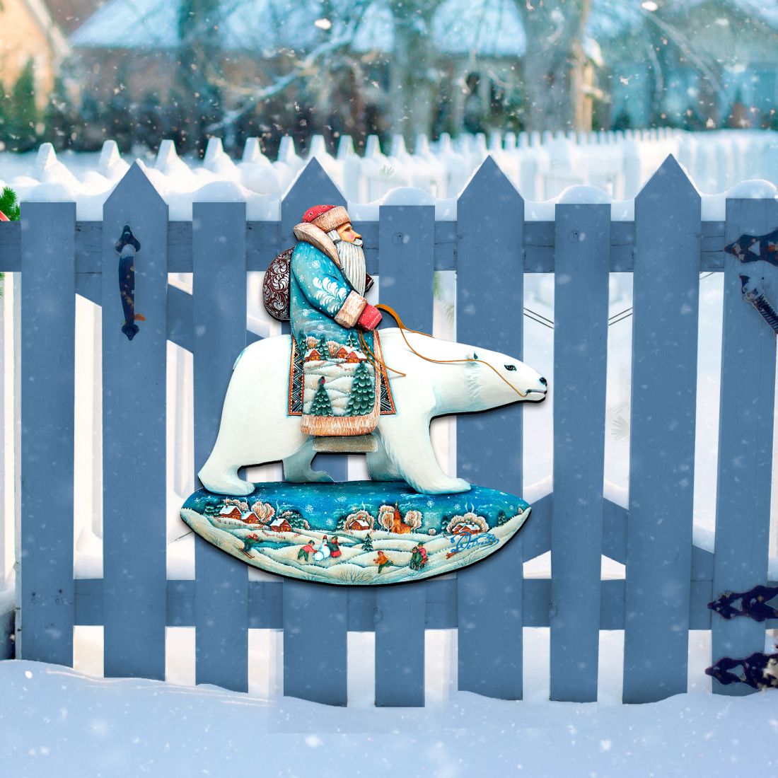 Santa On Polar Bear Christmas Door Decor by G. DeBrekht - Christmas Santa Snowman Decor - 8116382H