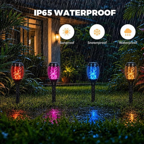 8 Pack Solar Multicolor Flickering Flame Torch Lights