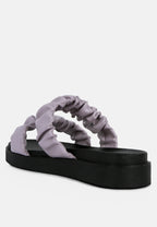 Maiden Platform Faux Leather Ruched Strap Platform Sandals